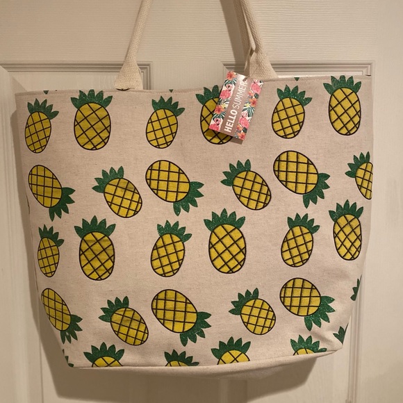 Pineapple Tote, Pineapple Bag, Large Pineapple Tote, Double Handles, Summer Bag - Picture 3 of 11